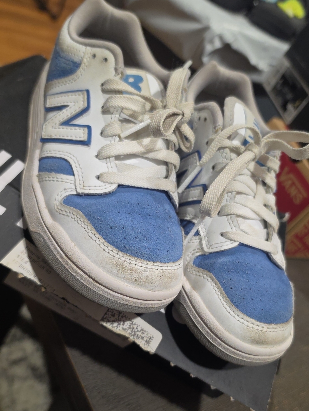 New Balance Kids Blue and White Low-Top Sneakers